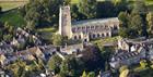 An aerial view of Winchcombe and the church