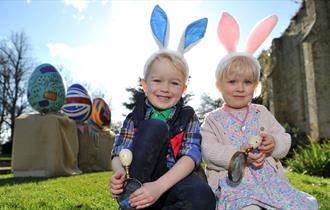 Children wearing bunny ears