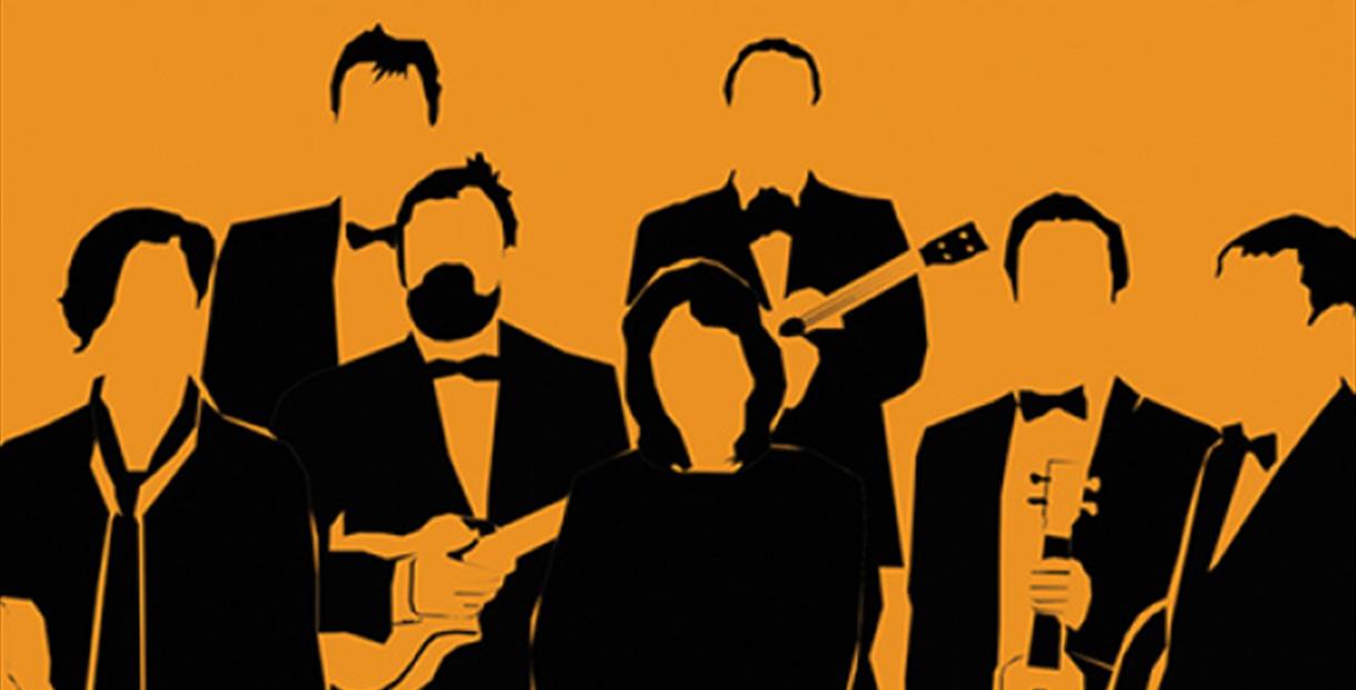 A stylised black and yellow graphic of the George Hinchcliffe Orchestra