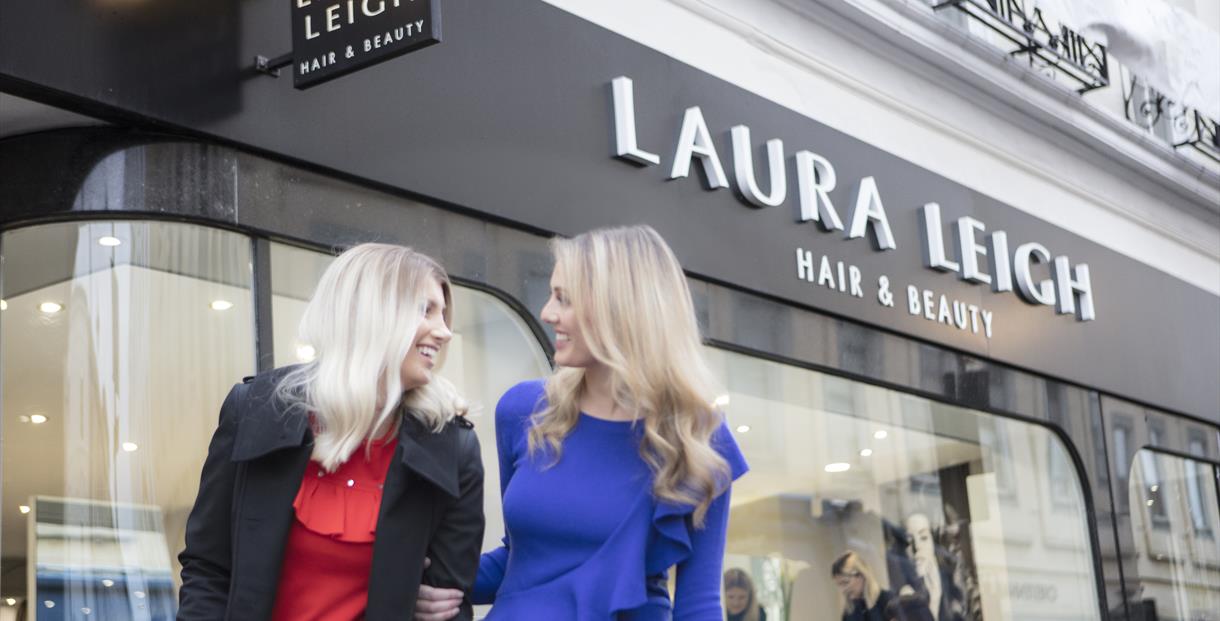 Two ladies outside Laura Leigh Hair & Beauty