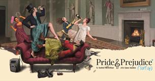 A painterly style image with the characters of Pride & Prejudice having a party