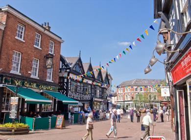 The vibrant town centre of Nantwich