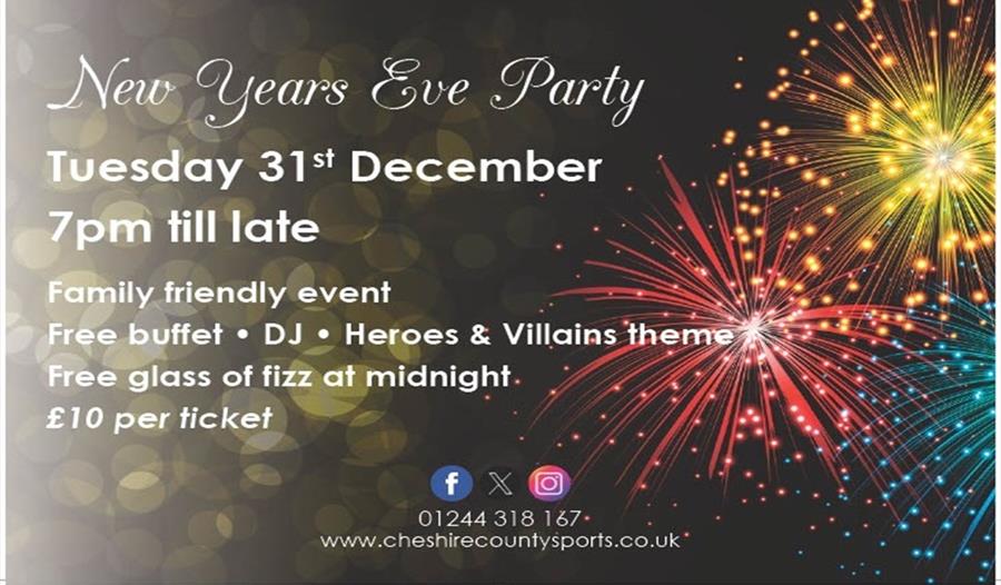 Family New Years Eve Party,DJ,buffet,themed,Cheshire County Sports Club