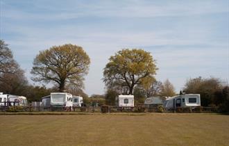 Campsite over bowling green at The Cotton Arms Touring and Camping Site