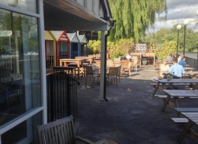 The exterior of The Boathouse in Chester offers new floating beer garden and serves JW Lees Beer