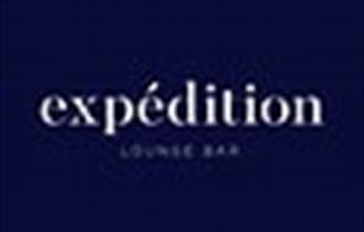 Expeditions logo, white writing with a navy background