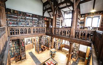 The stunning interior of the library at Gladstone's Library
