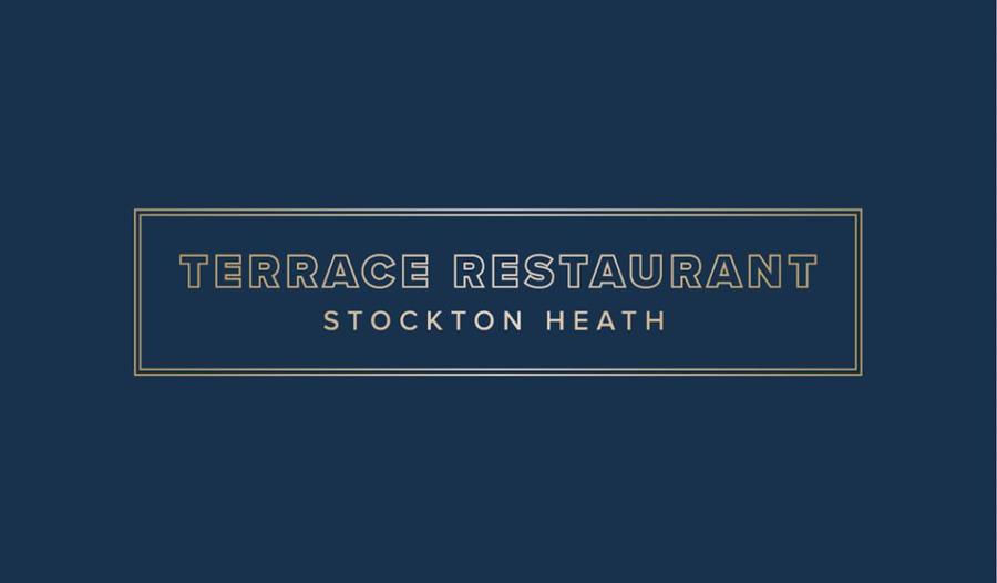 Terrace restaurant logo with blue background