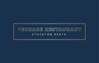 Terrace restaurant logo with blue background