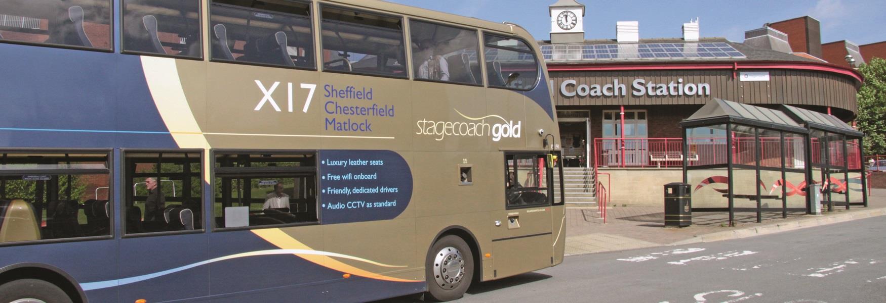 Bus arriving at Chesterfield coach station