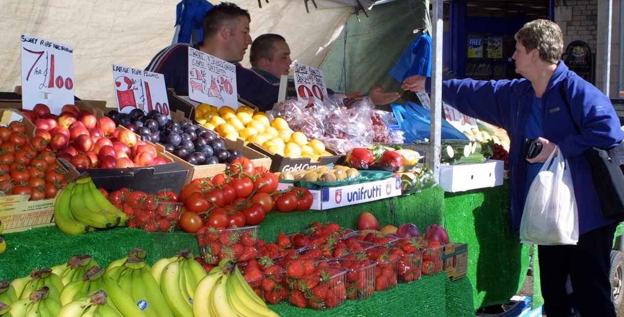 Fruit and veg stall at Bolsover Market
