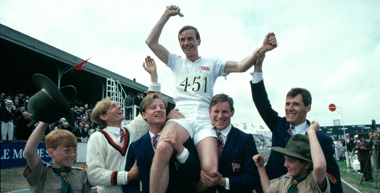 Carrying the winner along the track in Chariots of Fire