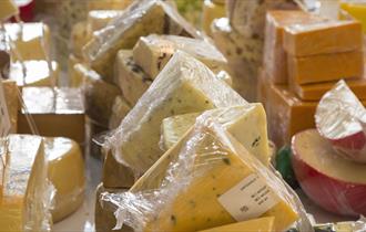 Selection of cheeses on sale at Cheese Factor