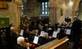 Holymoorside Brass Band playing in church