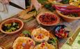 Tudor food displayed on a table