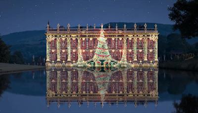 Chatsworth lit up with numbered windows of Advent