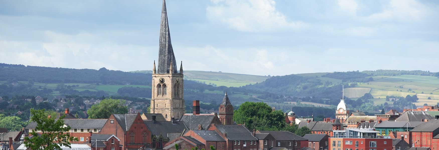 View of Chesterfield and the Crooked Spire