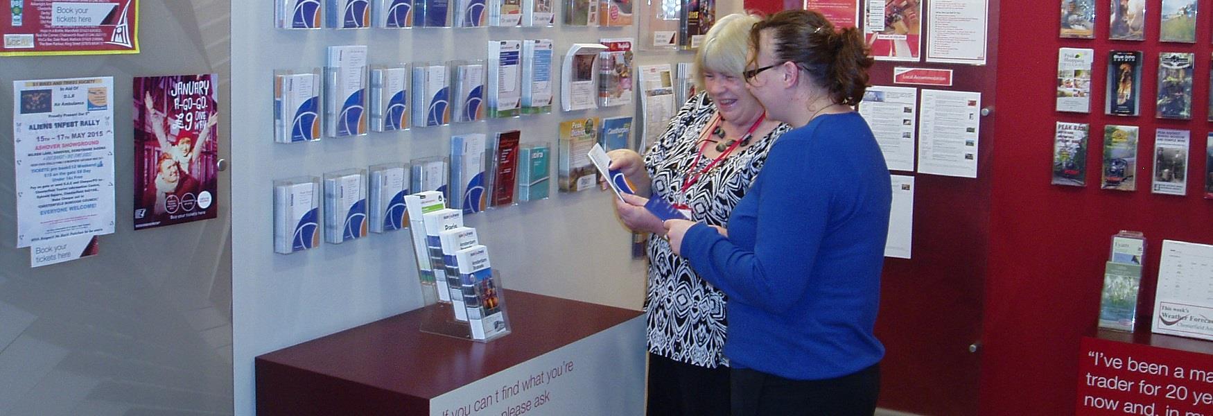 Volunteer helping customer at Chesterfield Visitor Information Centre