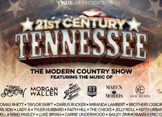 central title saying 21st Century Tennessee, over a faded out picture of the American flag and theatre.