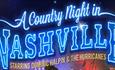 Neon blue lights saying A country Night in Nashville, then in gold underneath, starring Dominic Halpin & The Hurricanes