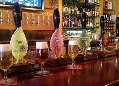 Ashover Brewery beers on display at a bar