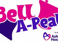 Bell A-Peal in pink and purple text