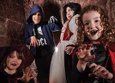 Children dressed in Halloween costume at Bolsover Castle