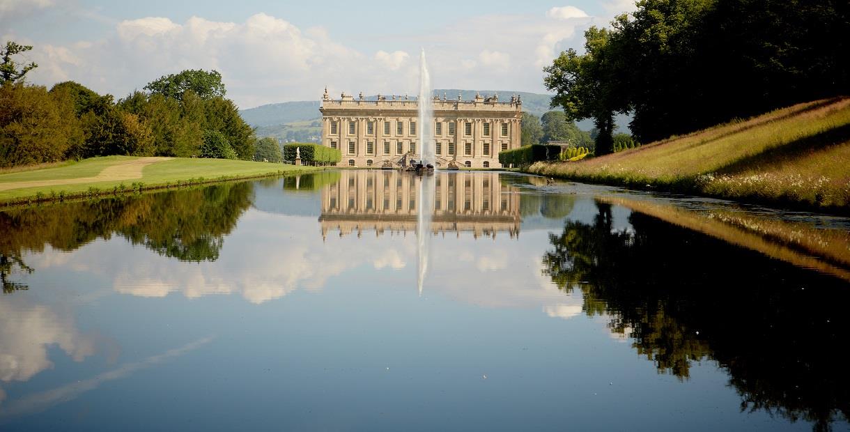 View of Chatsworth from across the Canal Pond