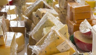 Selection of cheeses on sale at Cheese Factor