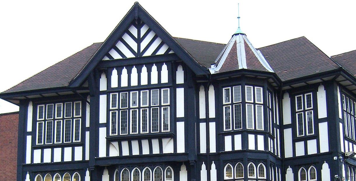 Black and white building on Elder Way