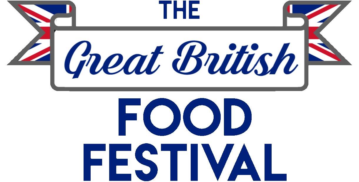The Great British Food Festival in blue text with union jack banner