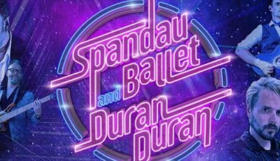 Spandau Ballet and Duran Duran Text in Neon with band members surrounding