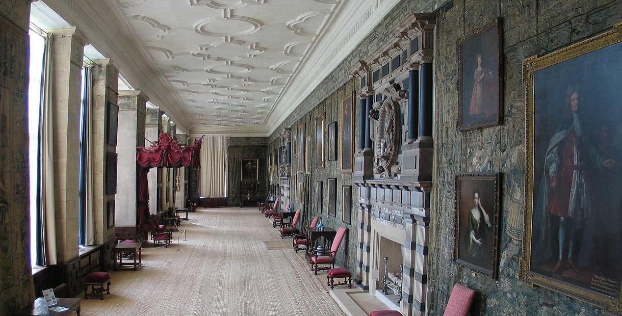 Hardwick Hall Long Gallery with Paintings