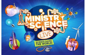 Colourful graphic reads: Ministry of Science Live. Science saved the world!