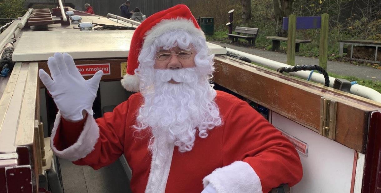 Santa on-board the John Varley II narrowboat