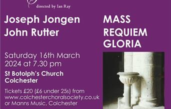 Colchester Choral Society Poster showing date and time of event