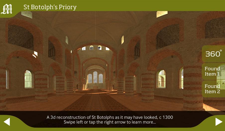 Screenshot of St Botolph's Priory from teh Ancient Colchester App