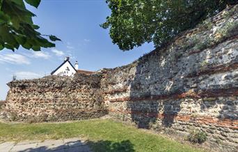 Colchester's Roman Wall curves around the Balkerne Gate