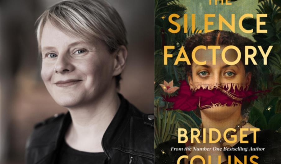 Author Bridget Collins beside their book 'The Silence Factory'