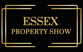 black background, featuring the words 'essex property show' in gold.