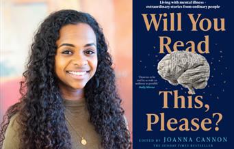 Photo of Hafsa Zayyan and the book cover of 'Will You Read This, Please?'.