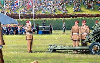Painting of showing soldiers taking part in a Royal Gun Salute