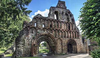 An impressive front view of St Botolph's Priory
