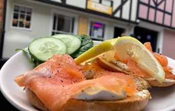 Smoked Salmon Bagel outside Toasted