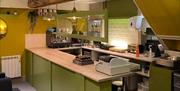 Inside Toasted with view of counter in lime green