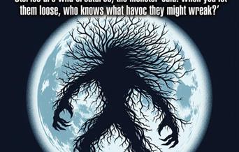 Poster for 'A Monster Calls', with a tree monster in front of the moon,