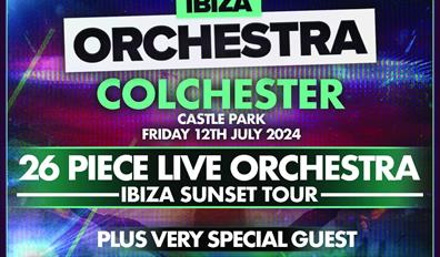 promotional poster for ibiza orchestra colchester event.