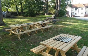 Benches with Chess boards on