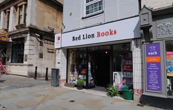 Exterior of Red Lion Books shop.
