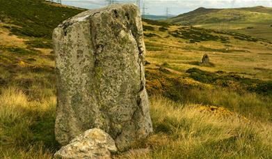 Bwlch y Ddeufaen (Pass of the two stones) with the two stones in view